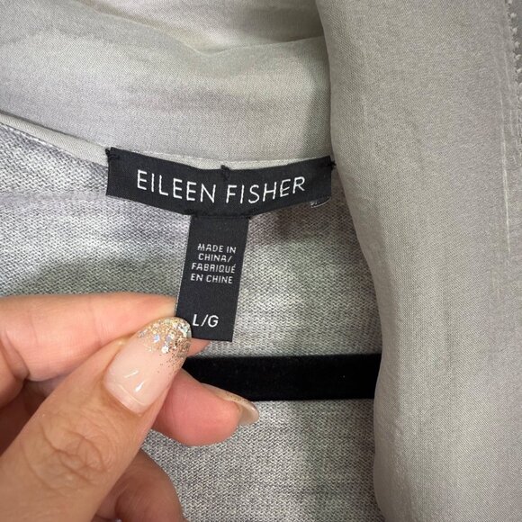 Eileen Fisher Womens Gray Open Front Cardigan Large Sustainable Minimalist Chic - Picture 4 of 13